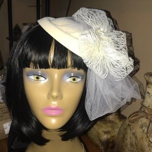 Pill Box Hat french veil fascinator hair clip